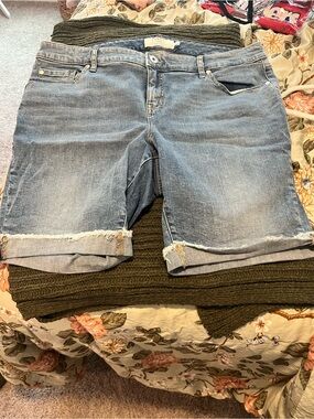 torrid Light Blue Rolled Hem Denim Bermuda Shorts